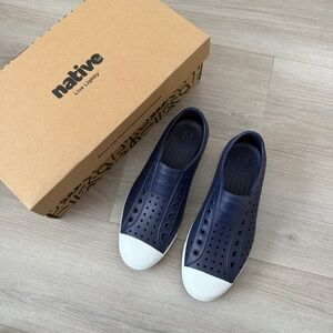 Native Jefferson Shoes Regatta Blue Shell White Slip-On Men’s Size 10